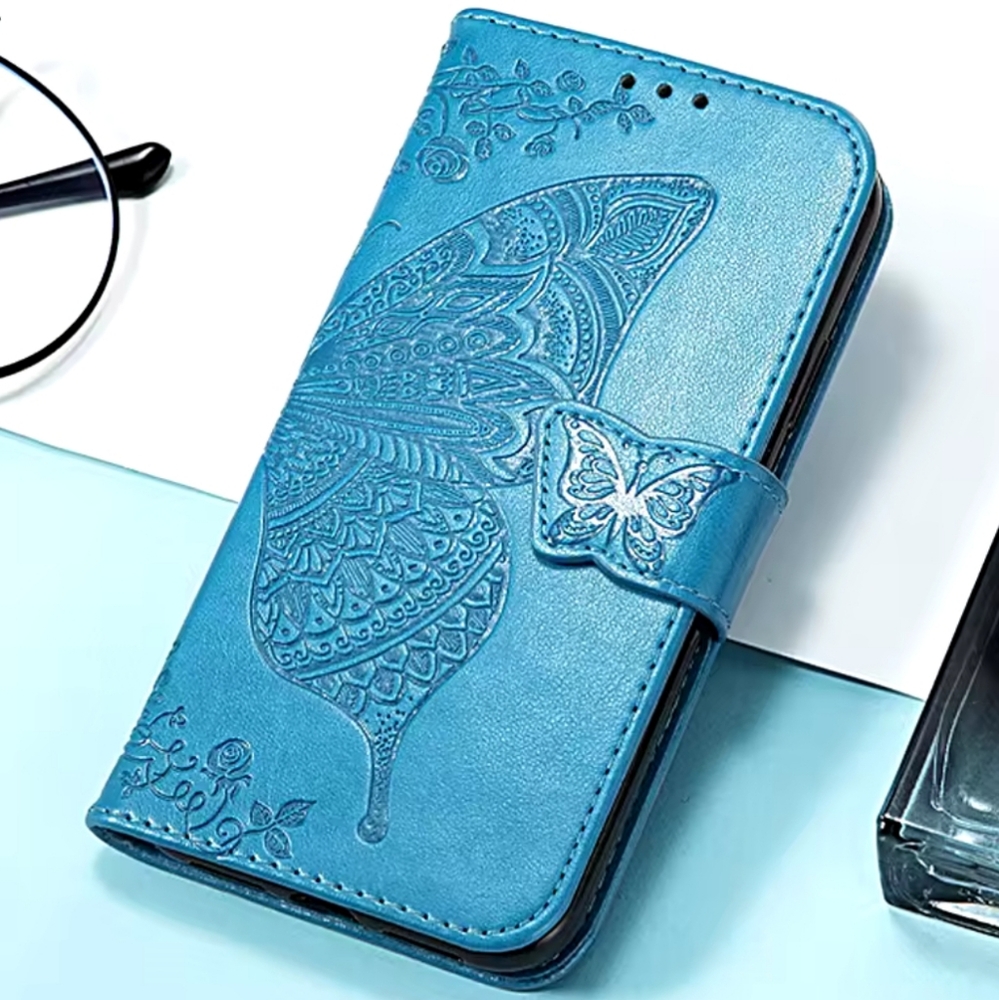 Blue butterfly Samsung A71 phone case cover wallet style (ADD ON ITEM)